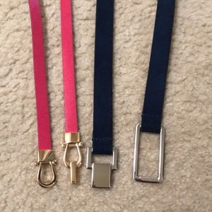 Bundle of 2 White House black market leather skinny stretch belts S/M